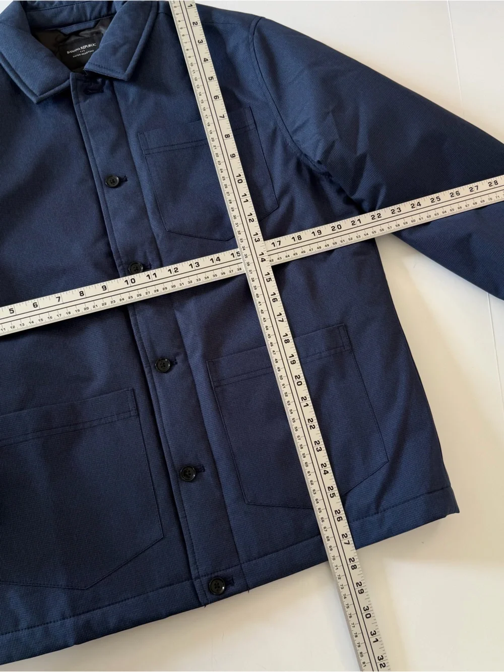 Banana Republic Jacket Mens Medium Tailored Navy Blue Water Resistant Shacket